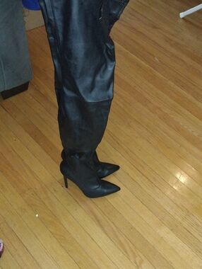 Liliana Black Over-the-Knee Pointed Stiletto Boots
